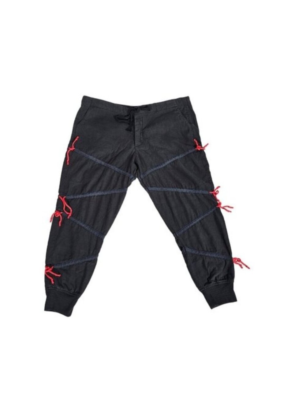 Greg Lauren Black Baker Zig Zag Lounge Joggers Size 4 Navy Blue Pants